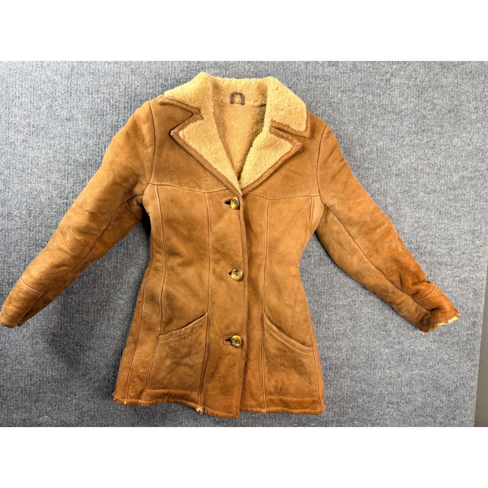 Vintage Foggieley Sheepskin Shearling Jacket Tan Suede Heavyweight Coat Scotland